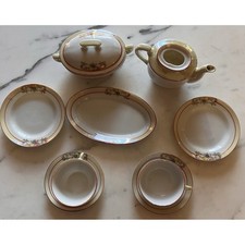 Vintage Full Porcelain Floral Child's China Tea Set Dishes 10 Pieces Japan AS IS