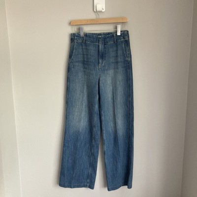 Damen Jeans Wide Leg Straight Tailored Denim UK 8 High Rise H&M