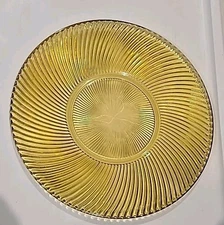 Federal Glass Diana Amber Yellow Depression Platter-- 11.5" Across