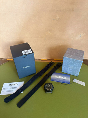 Seiko 5 Sports Automatic GMT Black Dial 24-Hour Bezel Box Papers Extra Straps