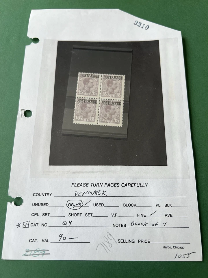 Dinamarca 1919 Q4 15 øre Lilás Escuro Christian X POSTFÆRGE, Bloco de 4, OG NH - Imagem 3 de 4