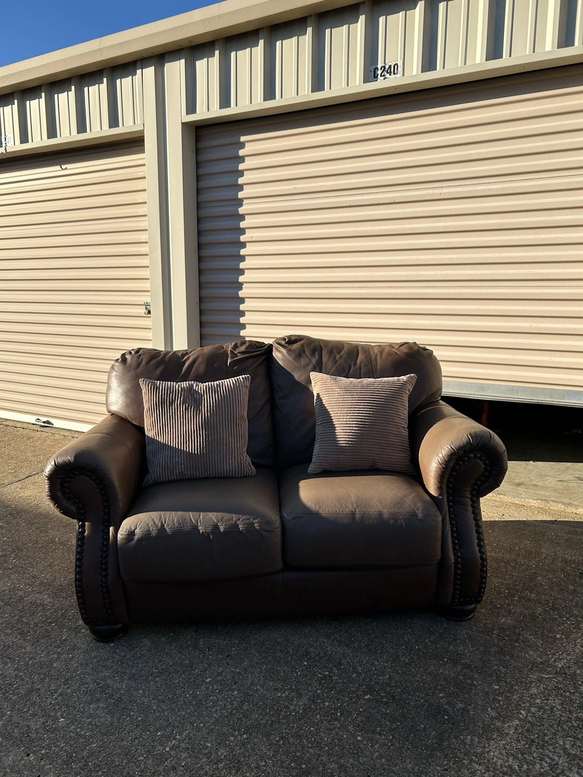 Couch & loveseat – brown leather, clean, no pets, great condition!