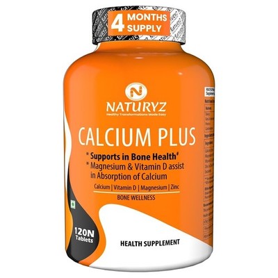 Naturyz Calcium Plus with Calcium Citrate, Vitamin D, Magnesium Zinc 120 Tablets
