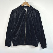 VTG 90s Burnout Velvet Romantic Floral Jacket Petite M Black Whimsigoth Mob Wife