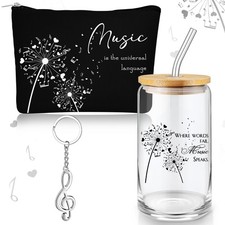 Sieral Music Lover Gifts for Women Music Teacher Gifts Glass Cup Musical Zipp...