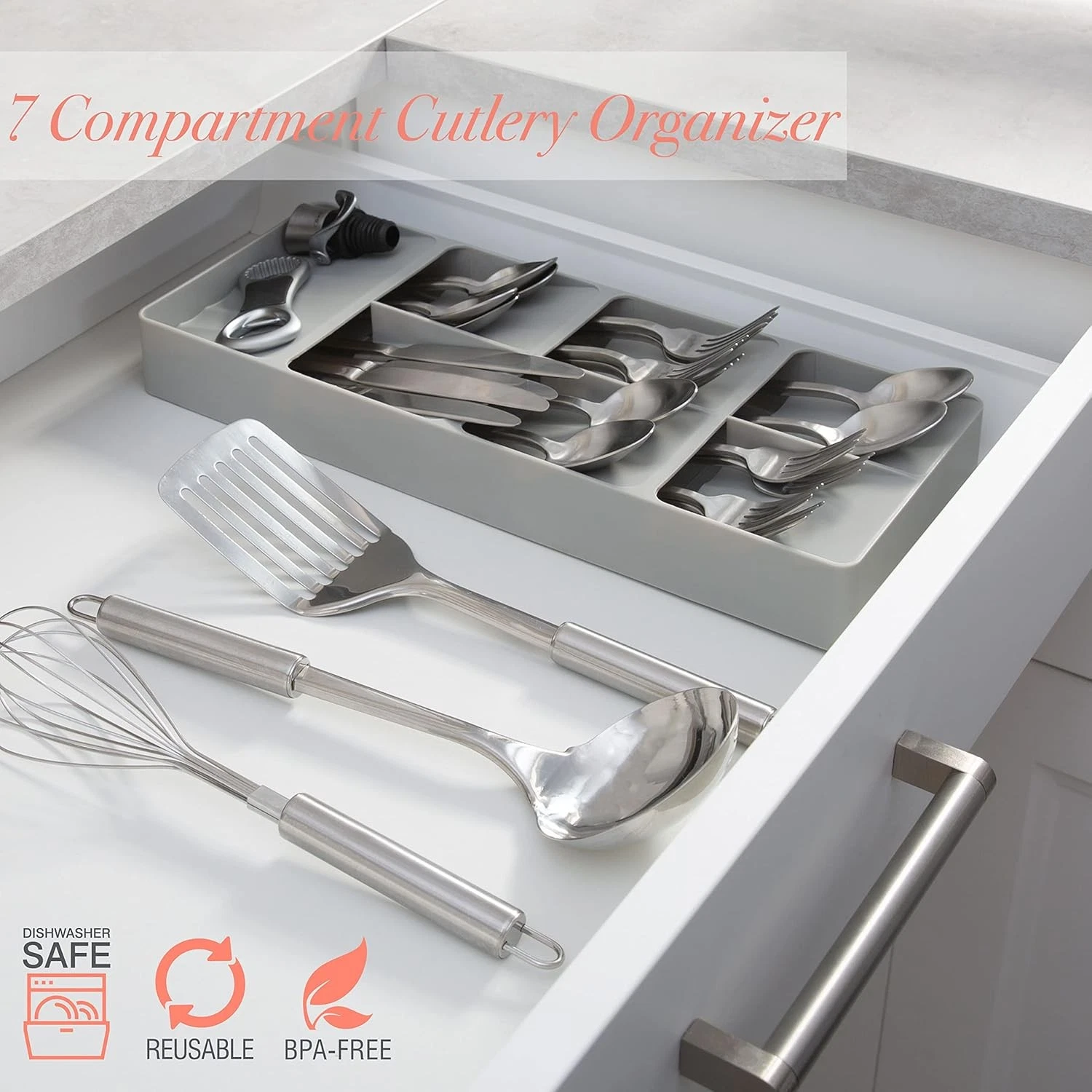 Kitchen Details 7 Slot Cutlery Drawer Organizer - Thumbnail 5