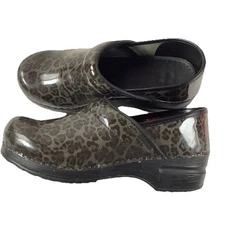 WOMENS Sanita The Original Danish Clog US 7.5 Black Panther Leather Claw EU 38