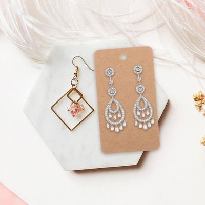 100 Pcs Kraft Paper Jewelry Display Cards Brown Earring Holder Cards 9 x 5 cm
