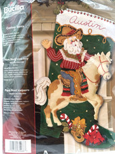 Plaid Bucilla Stocking Kit " Cowboy Santa " 18"L BN Sealed Kit 85468