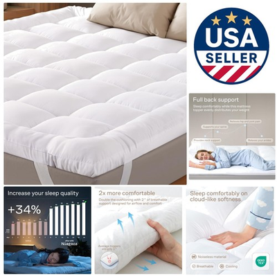 #ad #ad Breathable King Mattress Pad Noiseless Pillow Top for Cooler Sleep Experience $86.39