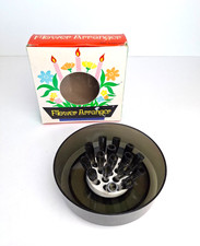 Vintage Adjustable Flower Arranger Plastic Black Flower Frog Acrylic in Box