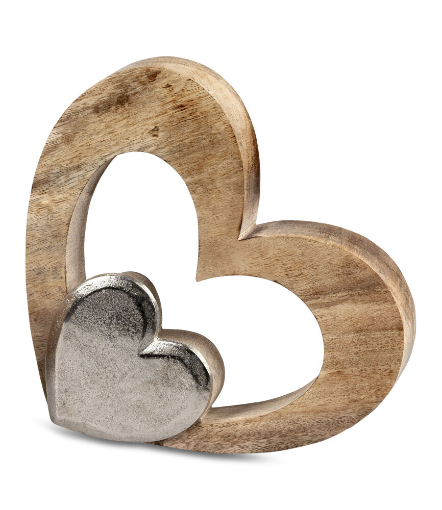 Форма для декора Herz liegend mit 2 Herzen Mangoholz Alu 509871 - 26 см