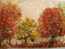 New Gilded Maple Trees Table Runner 16x72 Gold Flecks Orange Yellow Fall Autumn