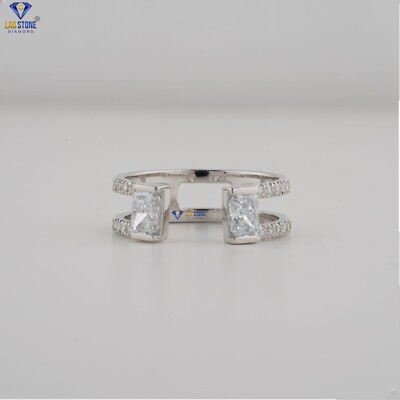 1.13 TCW Radiant & Round Cut Labgrown Diamond Ring 925 silver Labstone