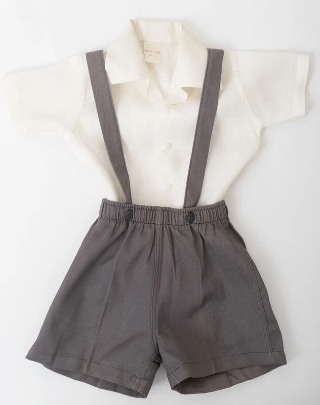 Vintage 1950s Childs Spring Suit Pink & Gray Rayon Linen Embroidered Bunnies NOS - Image 3 of 3