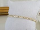 Cubic Zirconia Tennis Bracelet Fits 7" New Sterling Silver 925 w Gold Cz