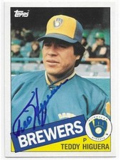 TEDDY HIGUERA Autographed Signed 1985 Topps Traded card #53T Milwaukee Brewers