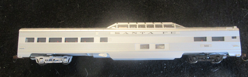 HO Scale Santa Fe Streamline Dome Passenger Car #502 by Con Cor (RL9)