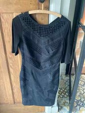 Karen Millen Little Black Dress 3/4 Sleeve Lined - Small - UK 8/10 EU 36/38