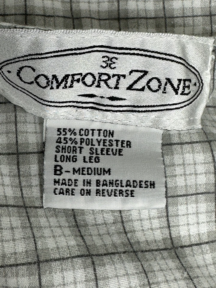 Camisa de pijama con botones Comfort Zone para hombre gris medio a cuadros manga corta M Foto 3 de 4