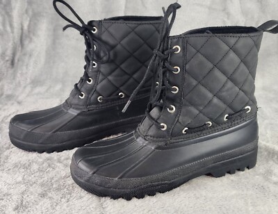Sperry Duck Boots Womens Size Black Quilted Gosling Waterproof Outdoor  Lace Up