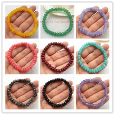 New 5x8mm Multicolor Faceted Rondelle Gemstone Beads Elasticity Bracelet 7.5"