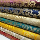 Brocade Floral Fabric Gold Metallic Jacquard Dress Craft Quilting Material 44"