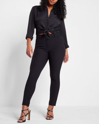 NWT EXPRESS $80 BLACK EDITOR HIGH WAISTED SKINNY PANTS 12R