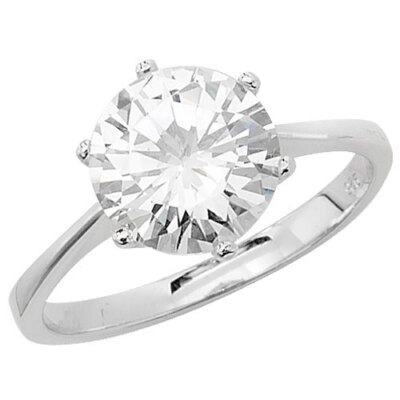 Solitär Verlobungsring 925 Sterling Silber mit Zirkonia / CZ - 0,1cm