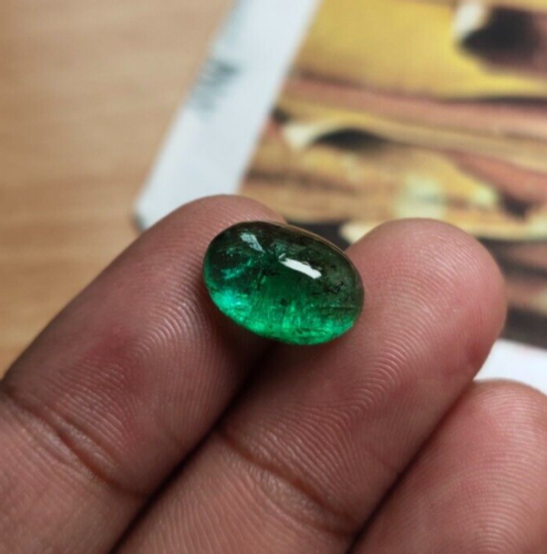 Natural Emerald Green Oval Cabochon 5.05 carat 13x9 mm Oval Emerald Loose Gems - Picture 1 of 9