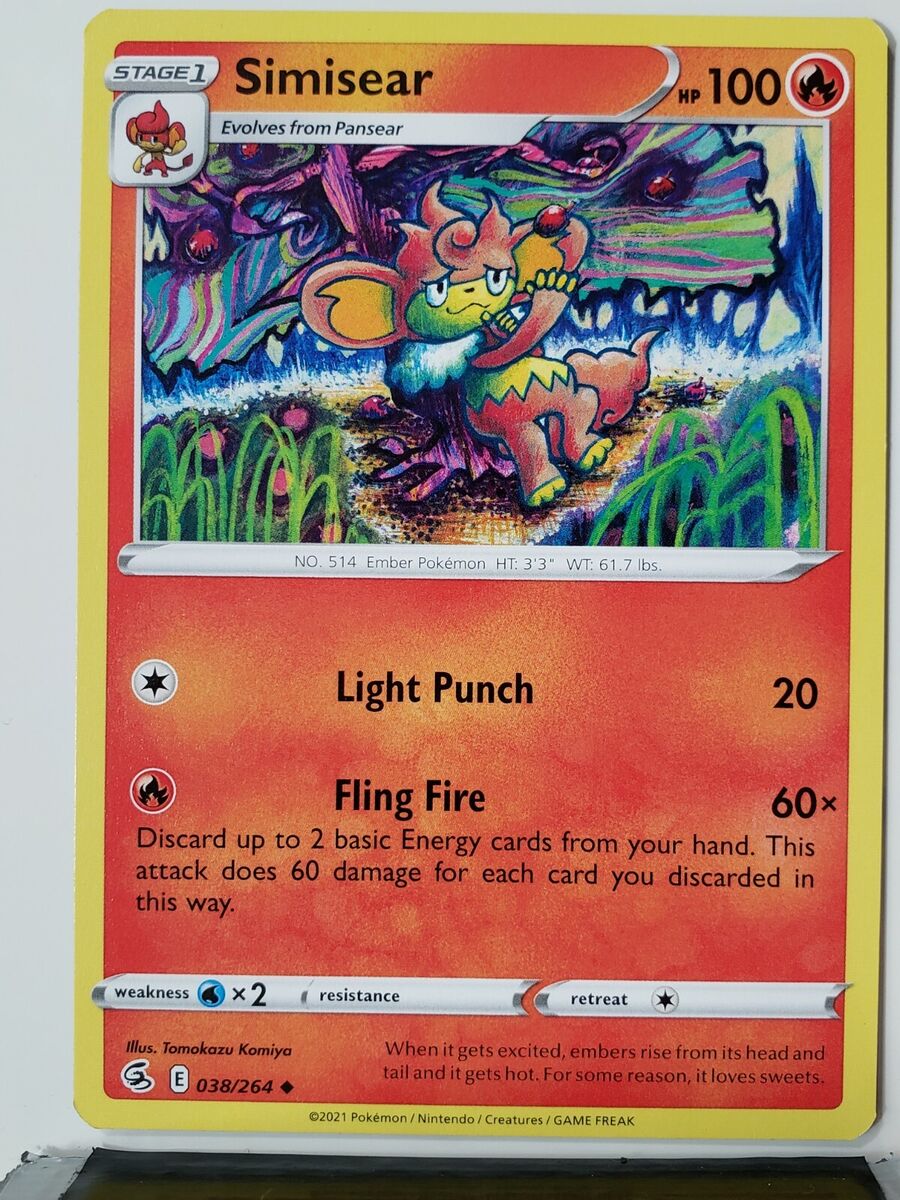 Simisear 038/264 - NM / M - Fusion Strike Pokemon Card Simisear 038/264 - NM / M - Fusion Strike Pokemon Card