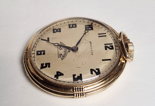 Hamilton Secometer 14K Yellow Gold Filled Pocket Watch 912 Grade 1930's Working - Picture 6 of 19