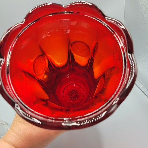 Fostoria Coin Glass Ruby Red Footed Urn W/ Clear Lid, retired, apothecary jar - Picture 6 of 9