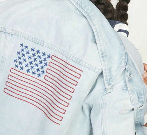 OLD NAVY Denim Jacket XL EMBROIDERED 