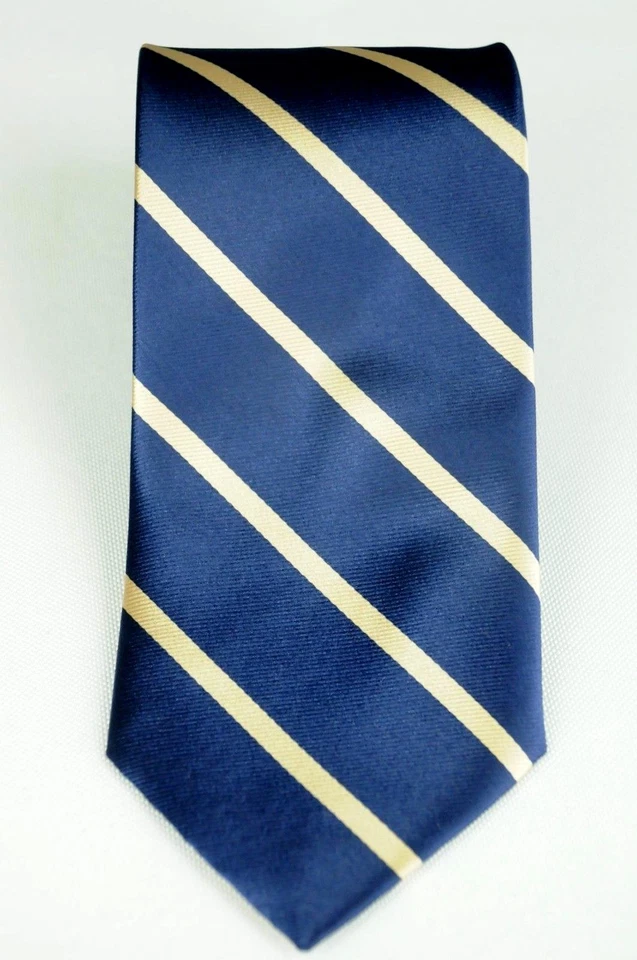 Corbata de estudio Lord R Colton - Corbata de seda a rayas azul marino y dorado - $95 venta al por menor nueva Foto 3 de 4