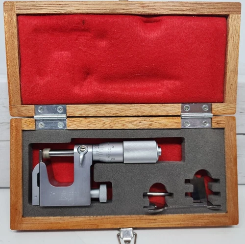Micrometer, Mitutoyo 117-107 Interchangeable in Original Wooden Box, Japan Made