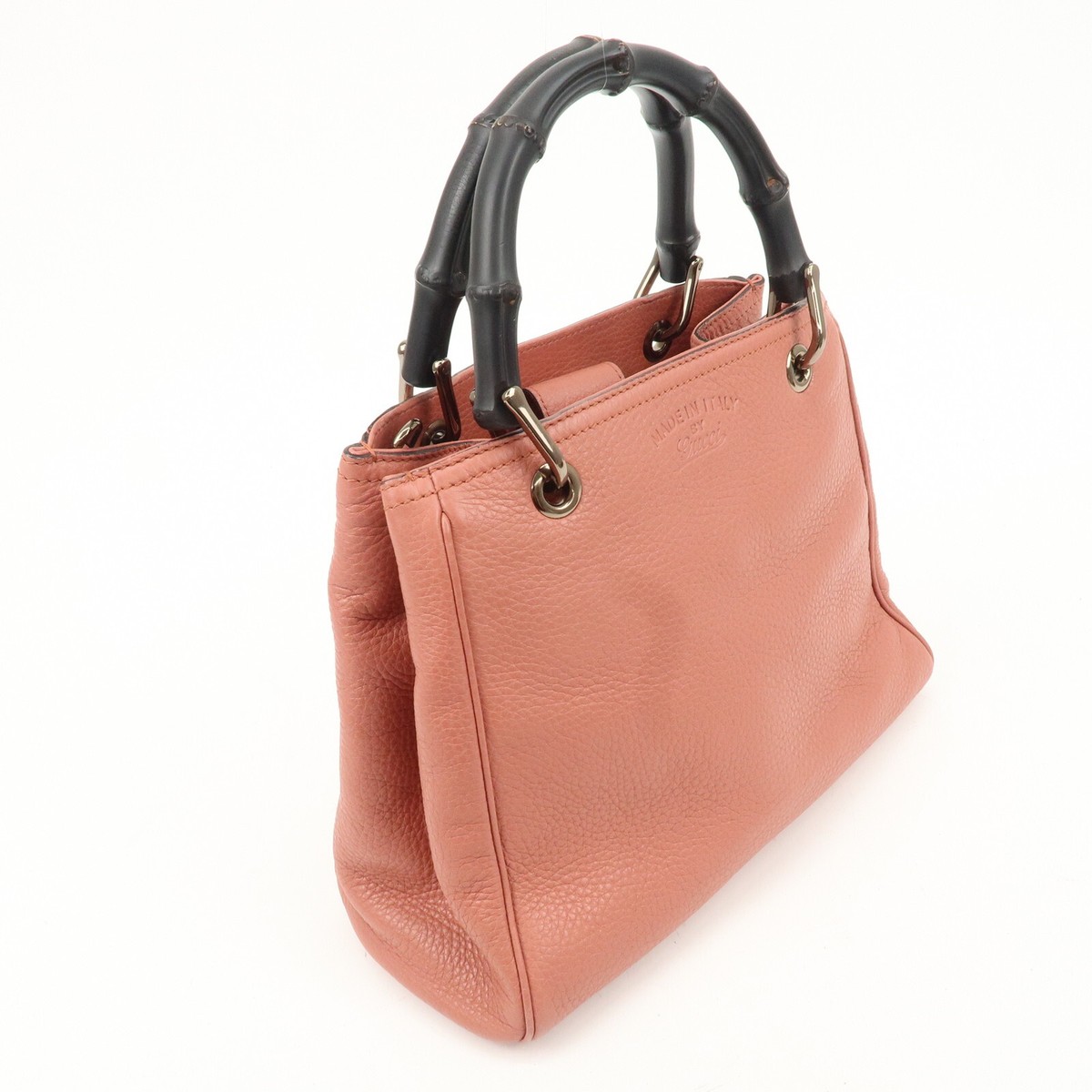 新品未使用 GIVERDYE ジバルディ スーツ A6 CANONICO 336 Auth GUCCI Bamboo Small Shopper 2WAY Bag Hand Bag Leather
