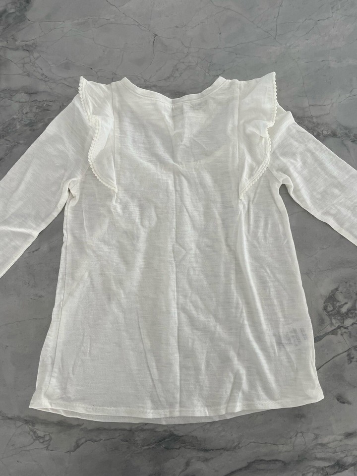 Country Road Girls Long Sleeve Top with Frill Detail in White EUC Like