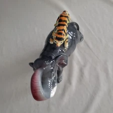 VTG Lipper & Mann Porcelain Elephant Tiger Figurine Japan c. 1950 Ceramic