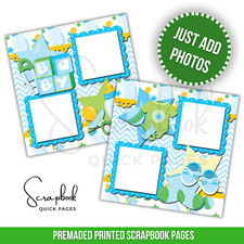 Baby Boy Scrapbook Page Baby Shower PRINTED Premade Scrapbook Quick Pages 42