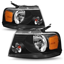 For 2004-2008 Ford F150 06-08 Lincoln Mark Lt Black Housing Halogen Headlights