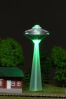 N Scale AREA 51 SpaceShip UFO Flying Saucer LED Green Orb Beam & Landing Gear