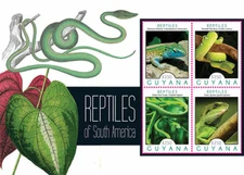 Guyana 2012 - Reptiles Of South America - Sheet Of 4 Stamps - Scott #4104 - MNH