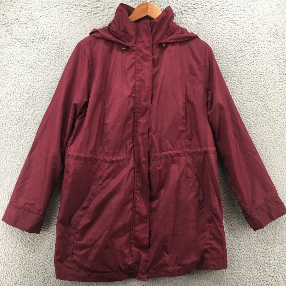 Ava & Viv 连帽风衣夹克女式 X Burgendy 防水模拟领 — 第 2/4 张图片