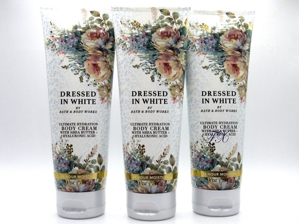 BATH & BODY WORKS DRESSED IN WHITE BODY CREAM 8 OZ (LOT OF 3 PCS)