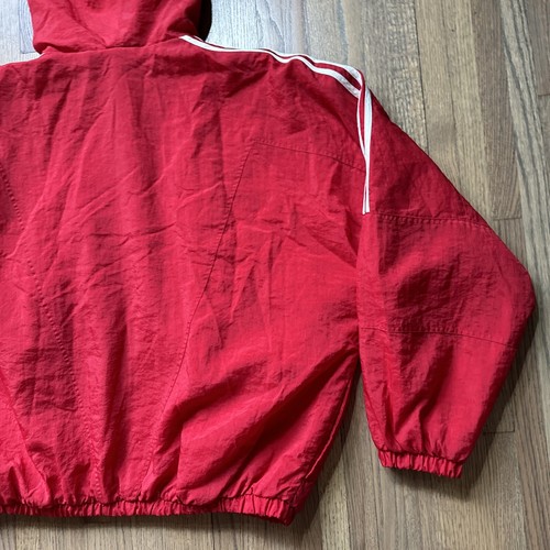 Giacca con cappuccio e zip intera Adidas Red Puffer Big Logo vintage uomo TG XL NYLON OLD - Foto 17 di 18