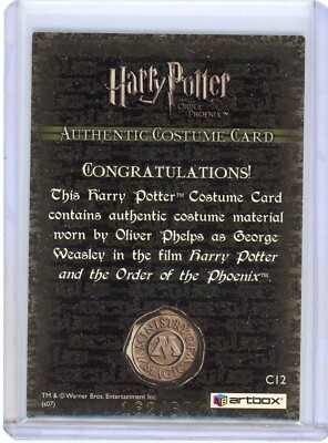 その他 Artbox Harry Potter Authentic Costume Harry Potter Artbox Costume Card Half-Blood Prince Waitress
