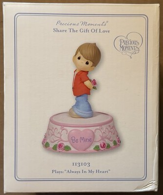 Precious Moments Figurine Be Mine Musical Always In My Heart Boy And Rose 113103