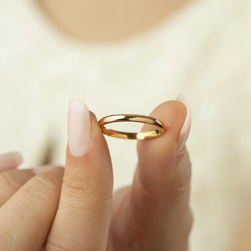 2mm Gold Stacking Ring Thin Minimalist Wedding Band Everyday Jewelry