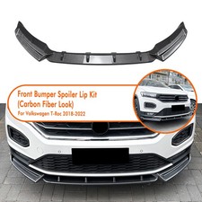 Carbon Look Front Bumper Lower Spoiler Lip Splitter For VW T-Roc 2018-22 Bodykit